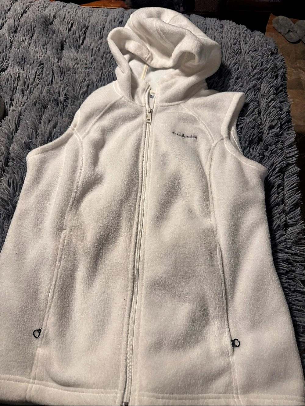 Columbia Benton Springs Hooded Fleece Vest White Large